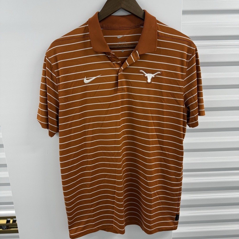 Nike Texas Longhorns On Field Dri-FIT Polo Men's M Burnt Orange Striped